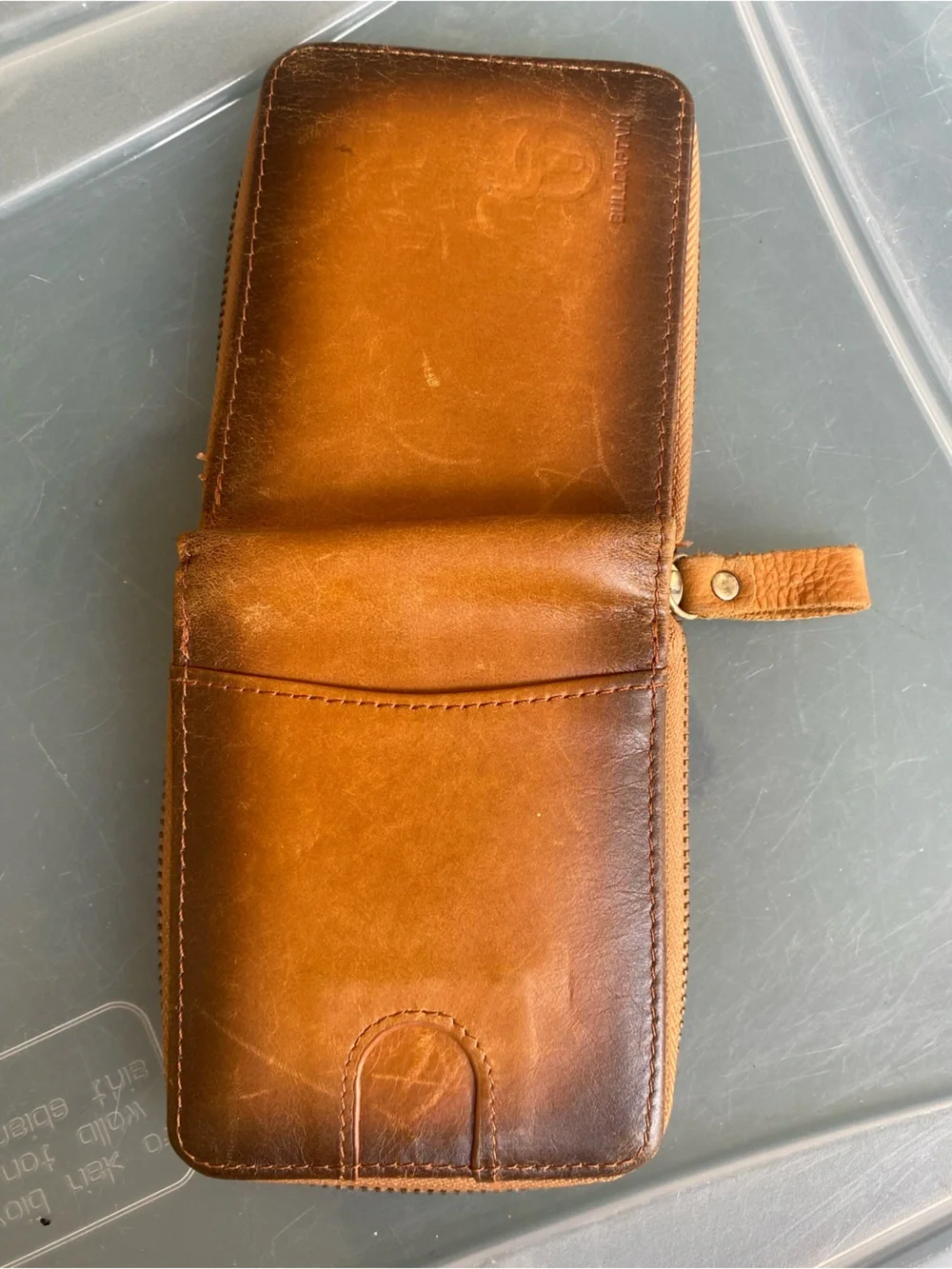 BULLCAPTAIN Genuine Leather Men Zipper Wallet RFID Blocking Bifold Wallet